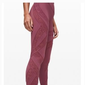 Lululemon Wunder Under High Rise Flocked Plumful 2 Pink Purple Legging Mesh